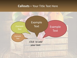 A Wooden Crate Filled With Fruit On Top Of A Wooden Table PowerPoint Template