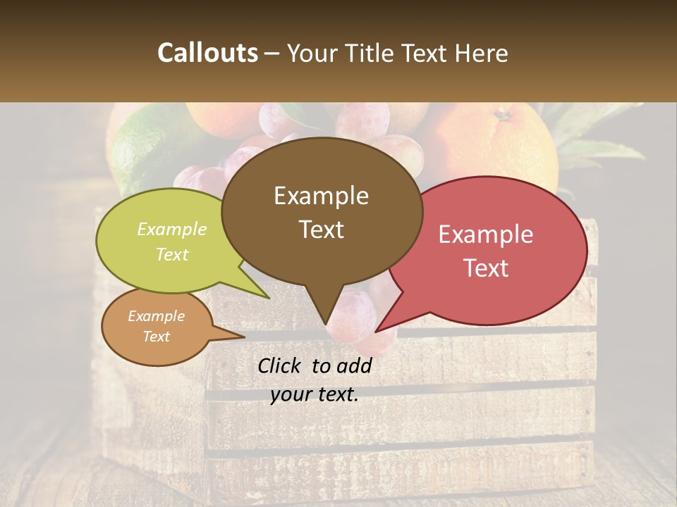 A Wooden Crate Filled With Fruit On Top Of A Wooden Table PowerPoint Template