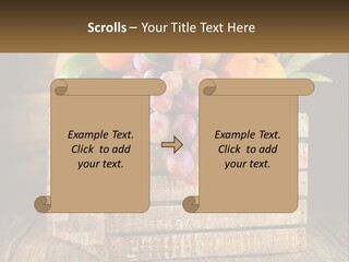 A Wooden Crate Filled With Fruit On Top Of A Wooden Table PowerPoint Template