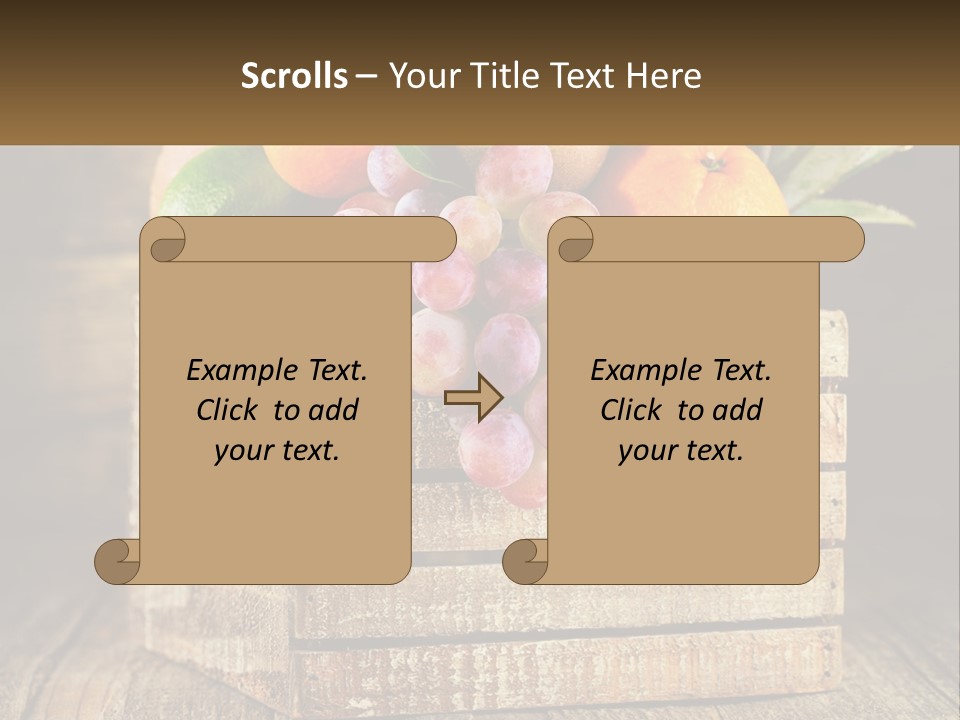A Wooden Crate Filled With Fruit On Top Of A Wooden Table PowerPoint Template