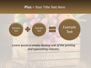 A Wooden Crate Filled With Fruit On Top Of A Wooden Table PowerPoint Template