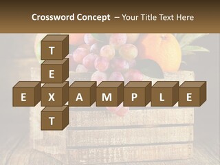 A Wooden Crate Filled With Fruit On Top Of A Wooden Table PowerPoint Template