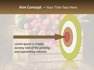 A Wooden Crate Filled With Fruit On Top Of A Wooden Table PowerPoint Template