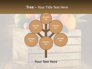 A Wooden Crate Filled With Fruit On Top Of A Wooden Table PowerPoint Template