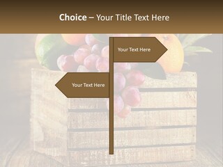 A Wooden Crate Filled With Fruit On Top Of A Wooden Table PowerPoint Template