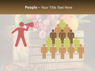 A Wooden Crate Filled With Fruit On Top Of A Wooden Table PowerPoint Template