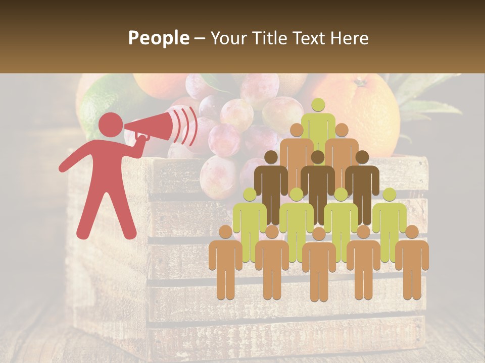 A Wooden Crate Filled With Fruit On Top Of A Wooden Table PowerPoint Template
