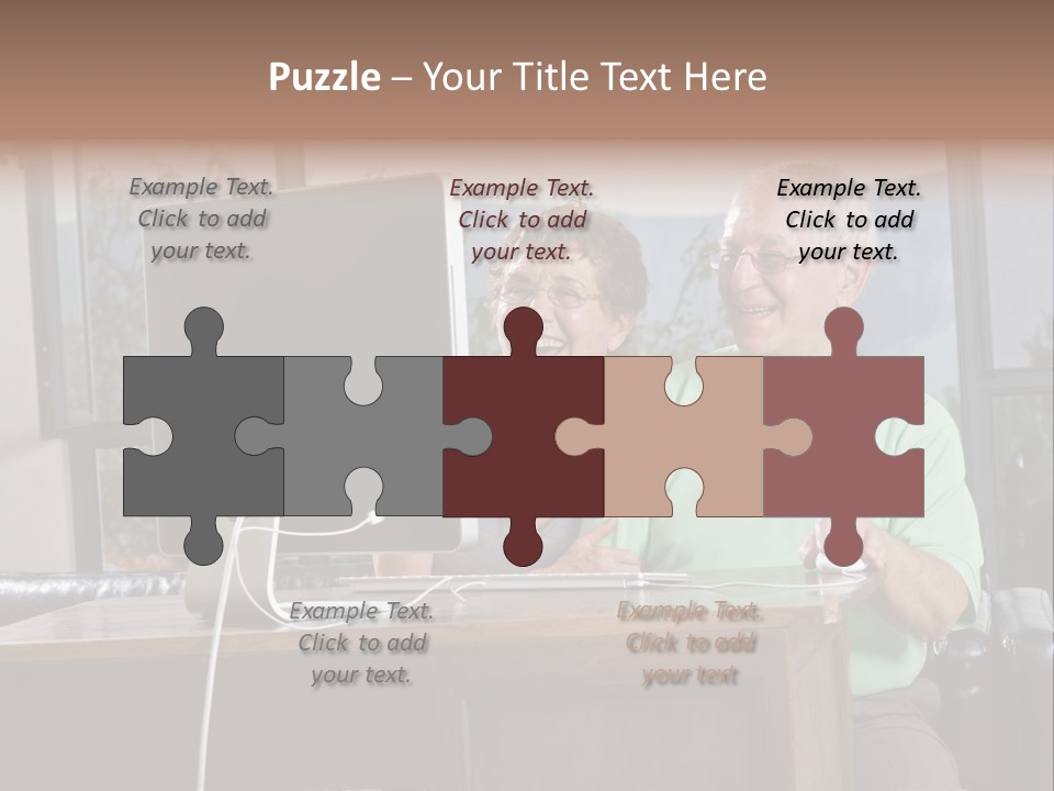 A Man And A Woman Sitting In Front Of A Computer PowerPoint Template