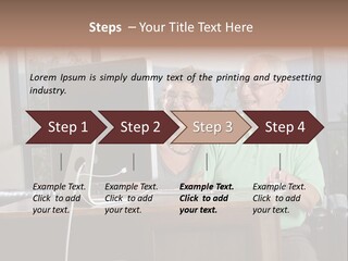 A Man And A Woman Sitting In Front Of A Computer PowerPoint Template