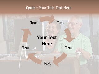 A Man And A Woman Sitting In Front Of A Computer PowerPoint Template