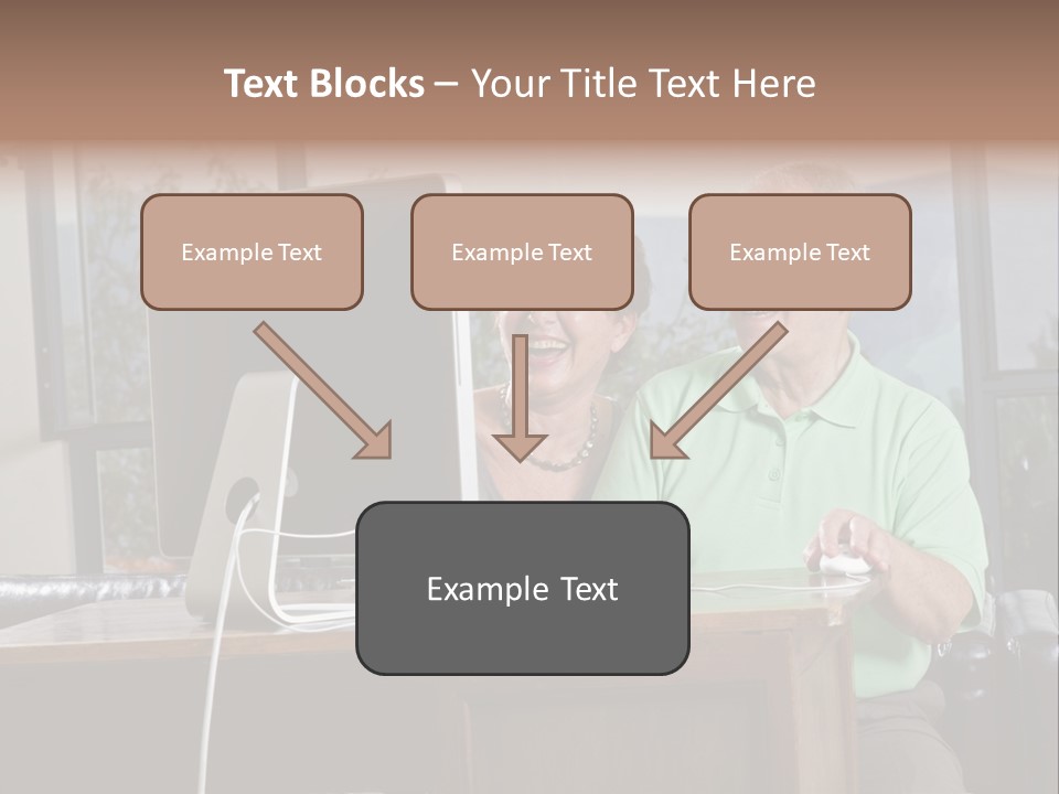 A Man And A Woman Sitting In Front Of A Computer PowerPoint Template