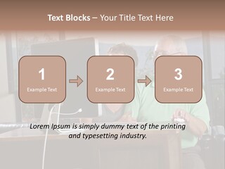 A Man And A Woman Sitting In Front Of A Computer PowerPoint Template