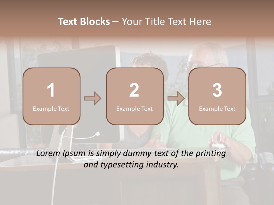 A Man And A Woman Sitting In Front Of A Computer PowerPoint Template
