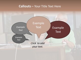 A Man And A Woman Sitting In Front Of A Computer PowerPoint Template