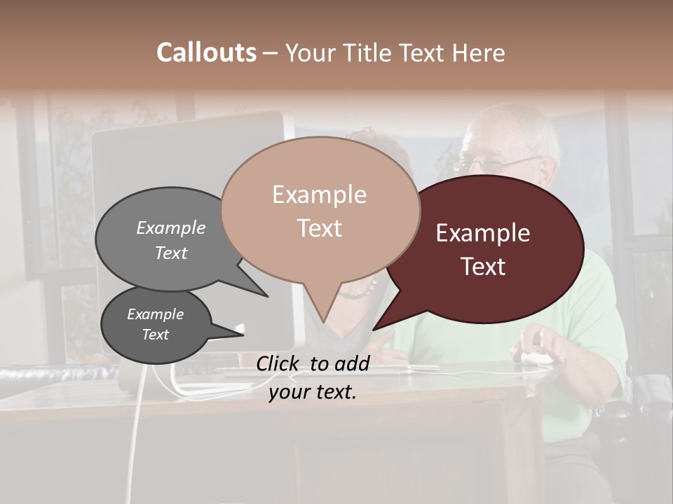 A Man And A Woman Sitting In Front Of A Computer PowerPoint Template