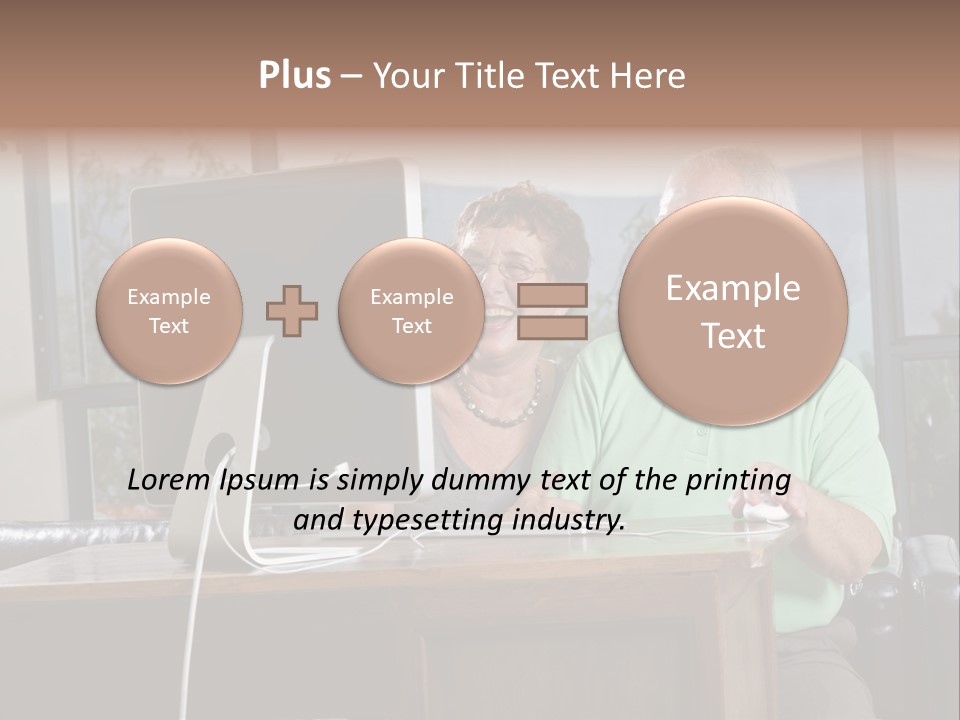 A Man And A Woman Sitting In Front Of A Computer PowerPoint Template