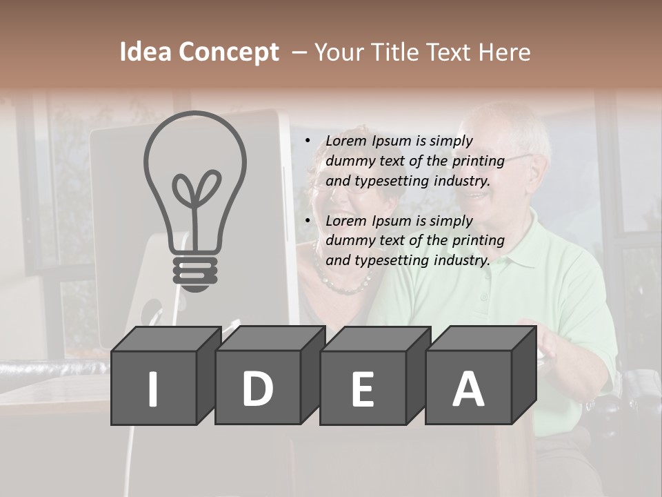 A Man And A Woman Sitting In Front Of A Computer PowerPoint Template