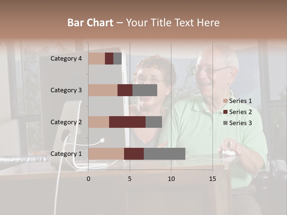 A Man And A Woman Sitting In Front Of A Computer PowerPoint Template