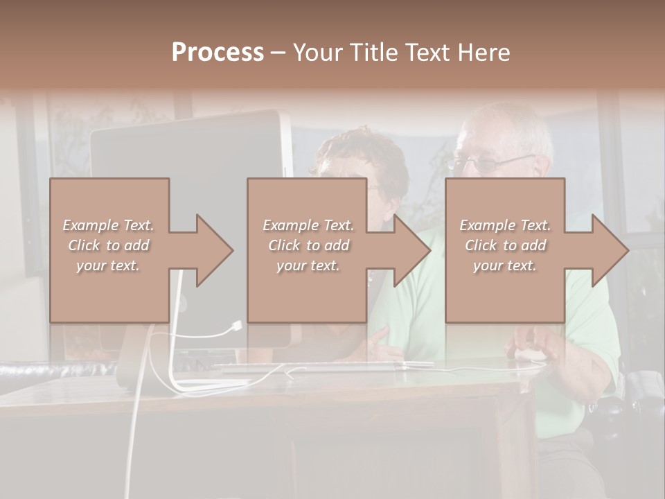 A Man And A Woman Sitting In Front Of A Computer PowerPoint Template