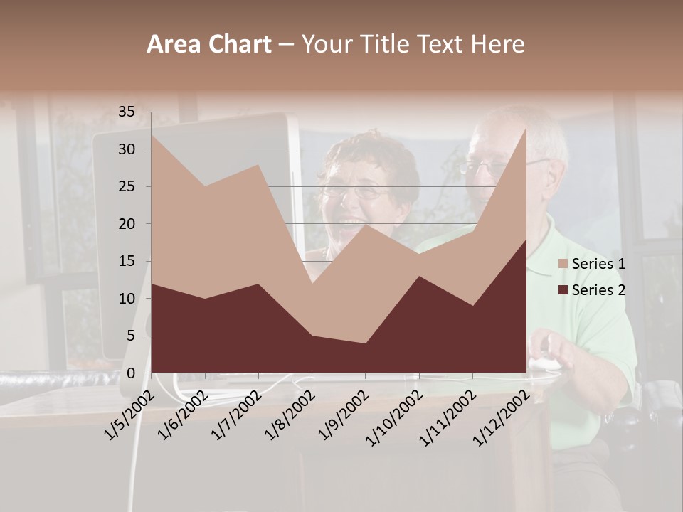 A Man And A Woman Sitting In Front Of A Computer PowerPoint Template