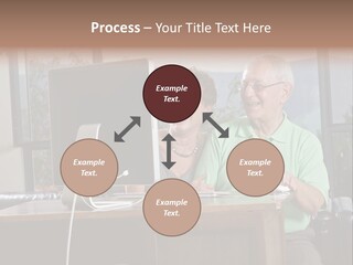 A Man And A Woman Sitting In Front Of A Computer PowerPoint Template
