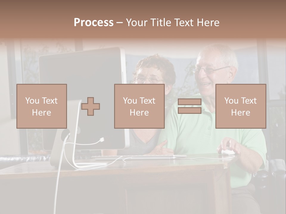 A Man And A Woman Sitting In Front Of A Computer PowerPoint Template