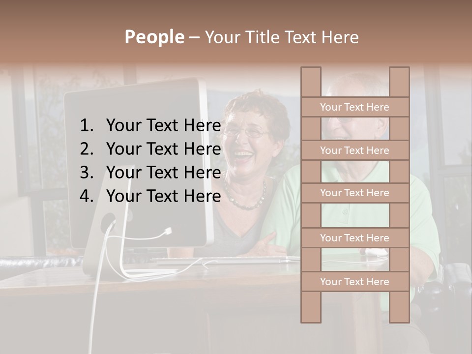 A Man And A Woman Sitting In Front Of A Computer PowerPoint Template