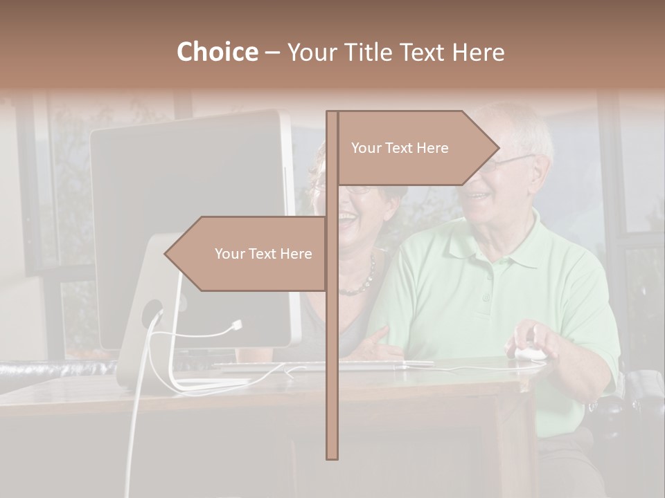 A Man And A Woman Sitting In Front Of A Computer PowerPoint Template