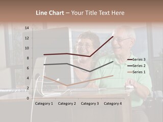 A Man And A Woman Sitting In Front Of A Computer PowerPoint Template