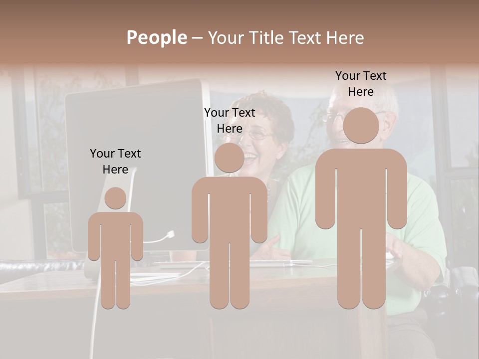 A Man And A Woman Sitting In Front Of A Computer PowerPoint Template