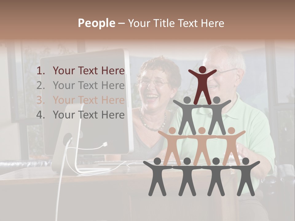 A Man And A Woman Sitting In Front Of A Computer PowerPoint Template