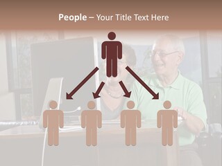 A Man And A Woman Sitting In Front Of A Computer PowerPoint Template