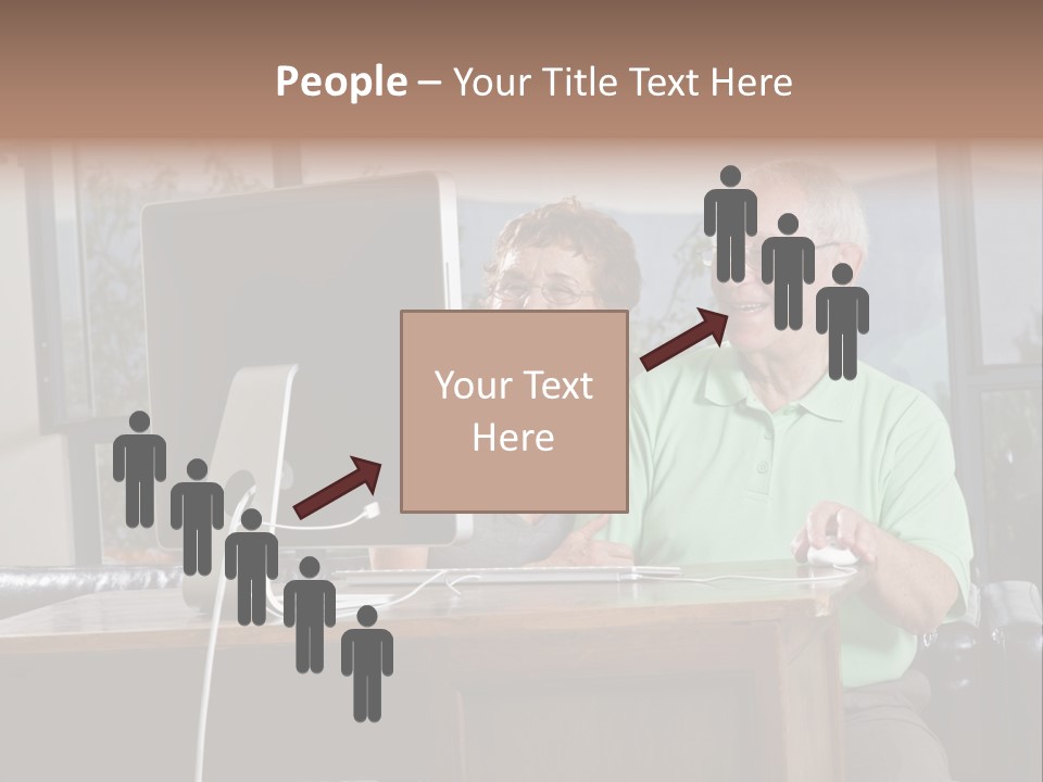 A Man And A Woman Sitting In Front Of A Computer PowerPoint Template