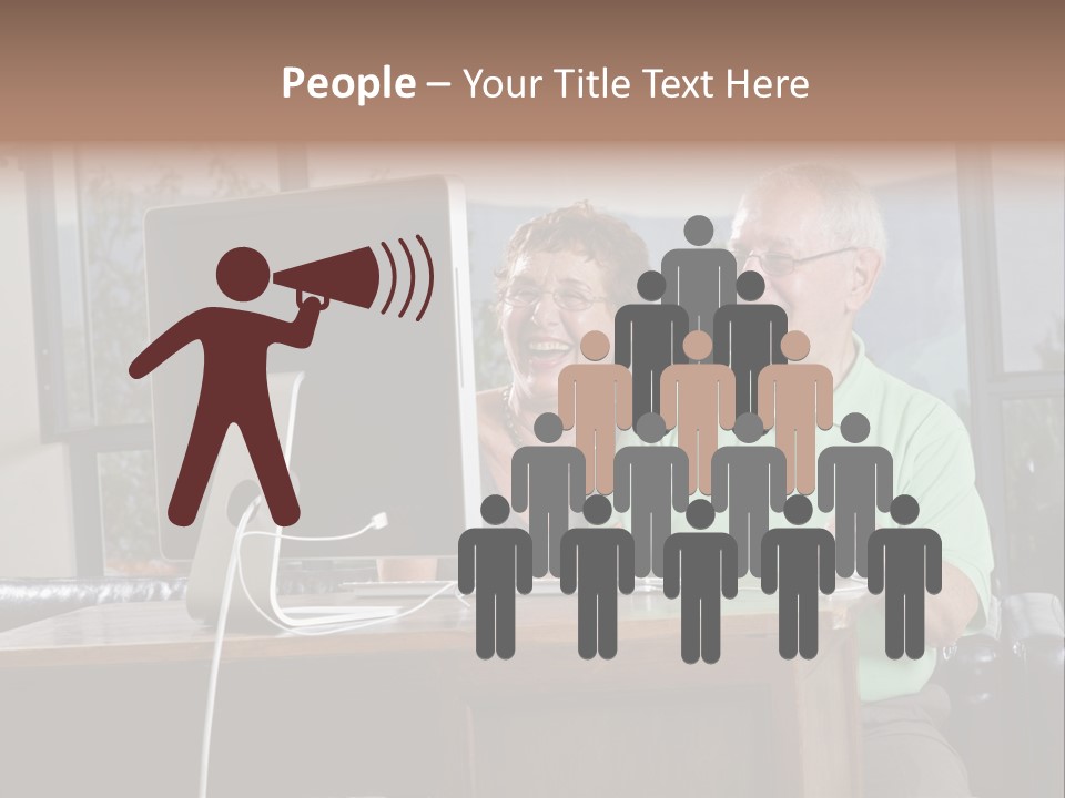 A Man And A Woman Sitting In Front Of A Computer PowerPoint Template