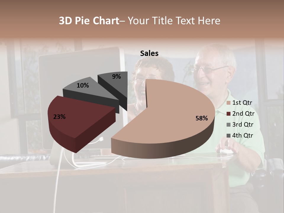 A Man And A Woman Sitting In Front Of A Computer PowerPoint Template