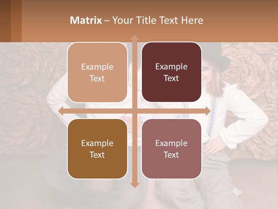 Two Young Girls Sitting On A Couch With Hats On Their Heads PowerPoint Template