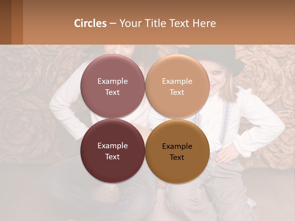 Two Young Girls Sitting On A Couch With Hats On Their Heads PowerPoint Template