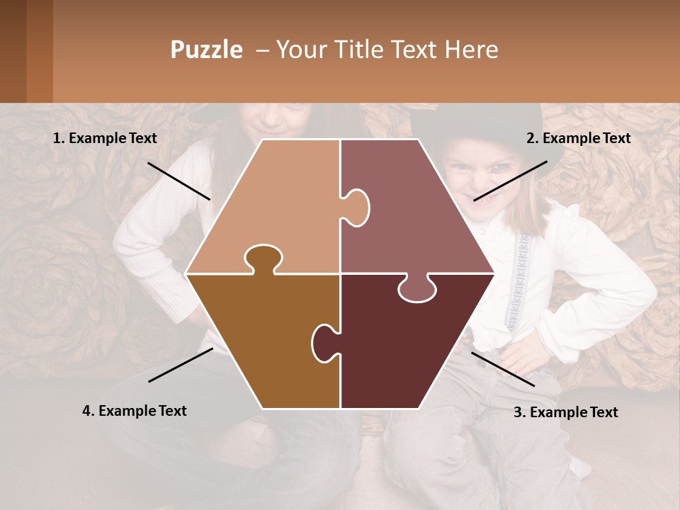 Two Young Girls Sitting On A Couch With Hats On Their Heads PowerPoint Template