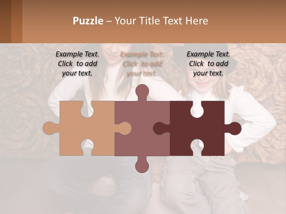 Two Young Girls Sitting On A Couch With Hats On Their Heads PowerPoint Template