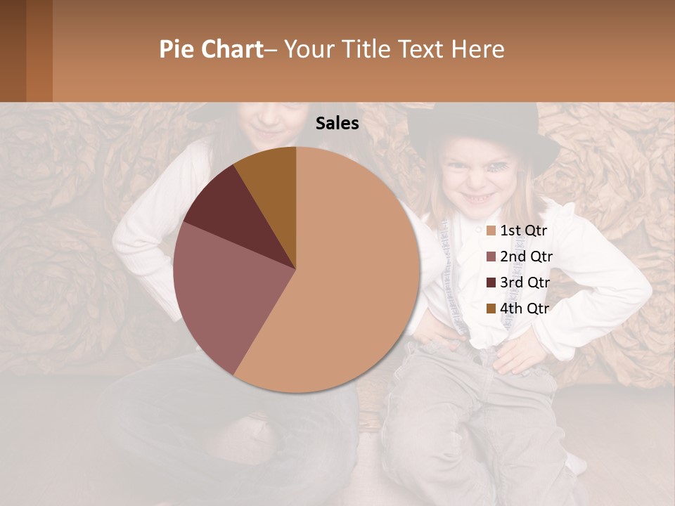 Two Young Girls Sitting On A Couch With Hats On Their Heads PowerPoint Template