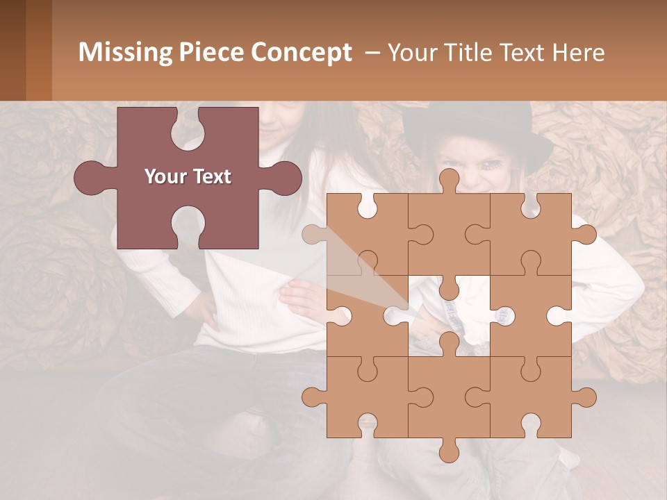 Two Young Girls Sitting On A Couch With Hats On Their Heads PowerPoint Template