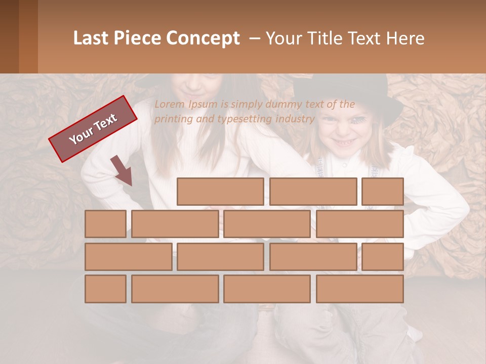 Two Young Girls Sitting On A Couch With Hats On Their Heads PowerPoint Template