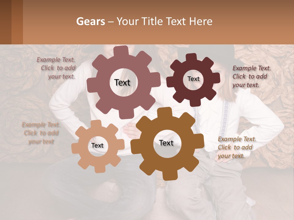 Two Young Girls Sitting On A Couch With Hats On Their Heads PowerPoint Template