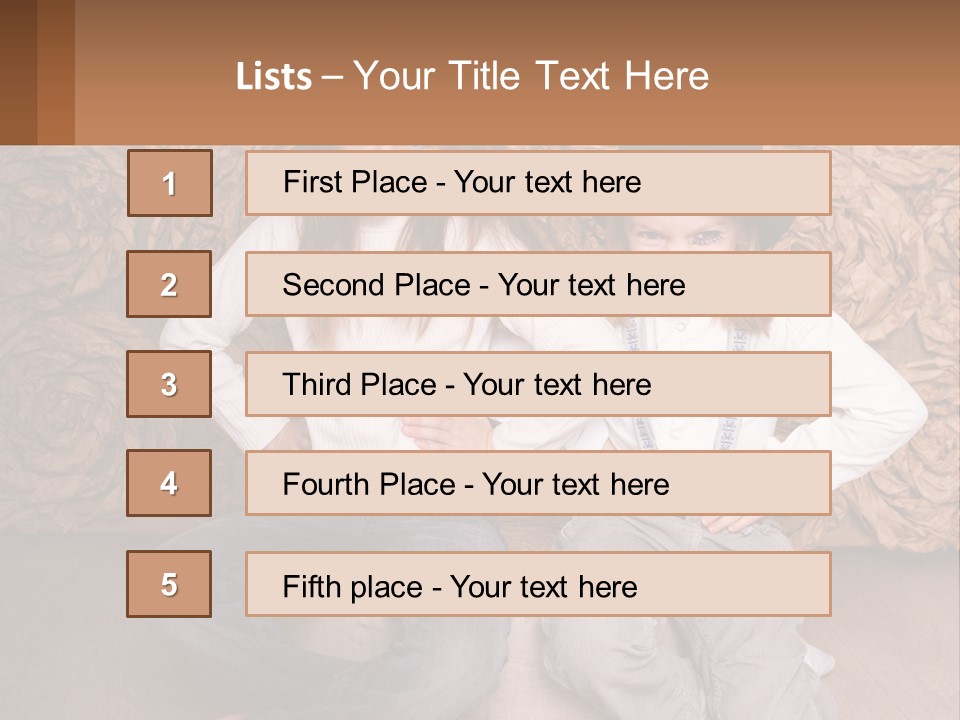 Two Young Girls Sitting On A Couch With Hats On Their Heads PowerPoint Template