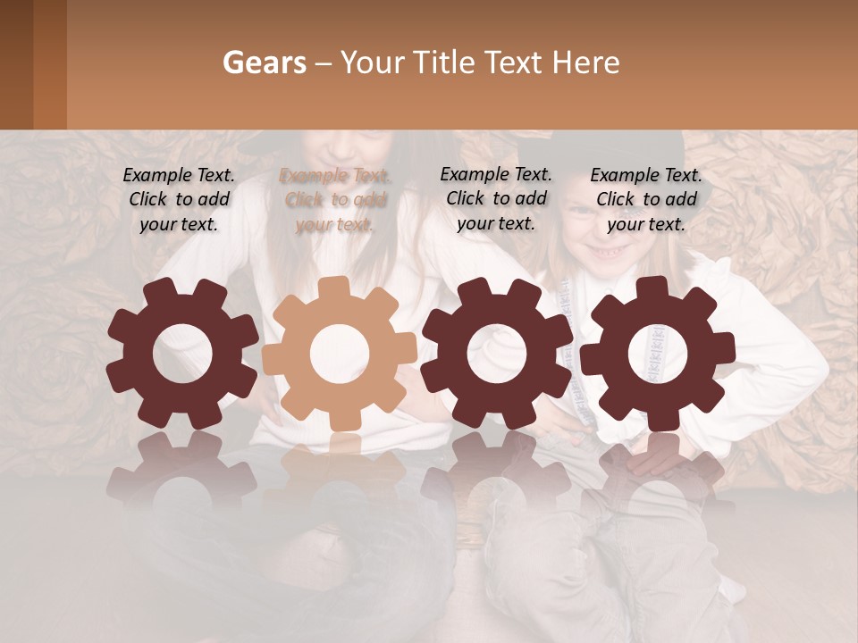 Two Young Girls Sitting On A Couch With Hats On Their Heads PowerPoint Template