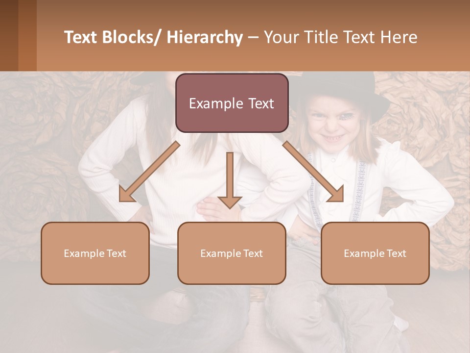 Two Young Girls Sitting On A Couch With Hats On Their Heads PowerPoint Template