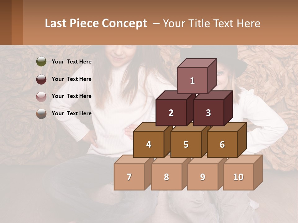 Two Young Girls Sitting On A Couch With Hats On Their Heads PowerPoint Template