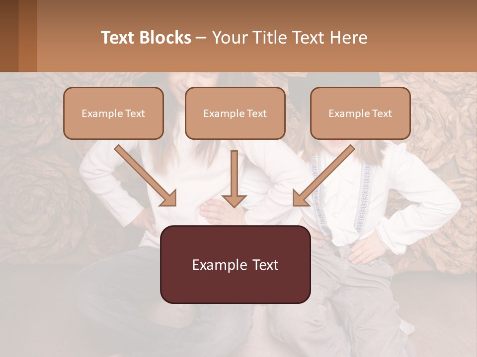 Two Young Girls Sitting On A Couch With Hats On Their Heads PowerPoint Template