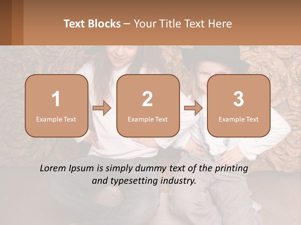 Two Young Girls Sitting On A Couch With Hats On Their Heads PowerPoint Template