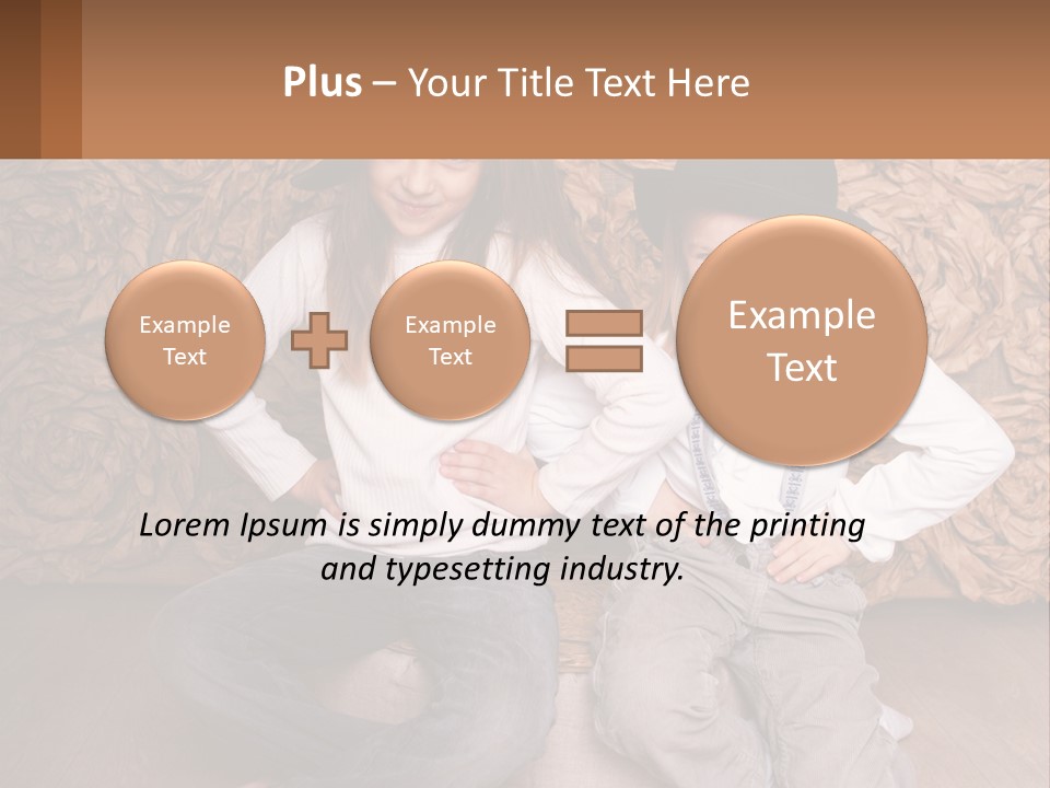 Two Young Girls Sitting On A Couch With Hats On Their Heads PowerPoint Template